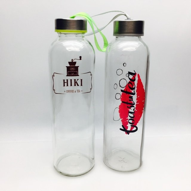 500ml soft drinks glass bottles portable water bottle with string on the lid and case
