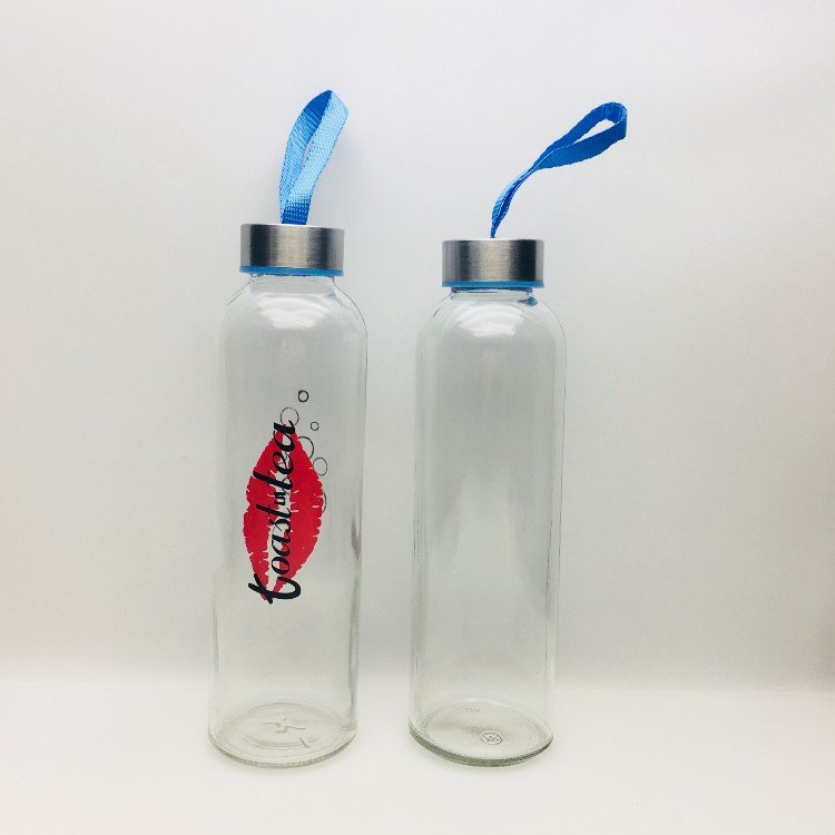 500ml soft drinks glass bottles portable water bottle with string on the lid and case