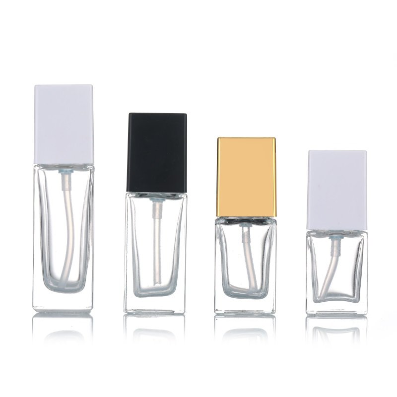 Wholesale 15ml 20ml 30ml 40ml essence pump press type square foundation liquid lotion spray glass bottles for sale