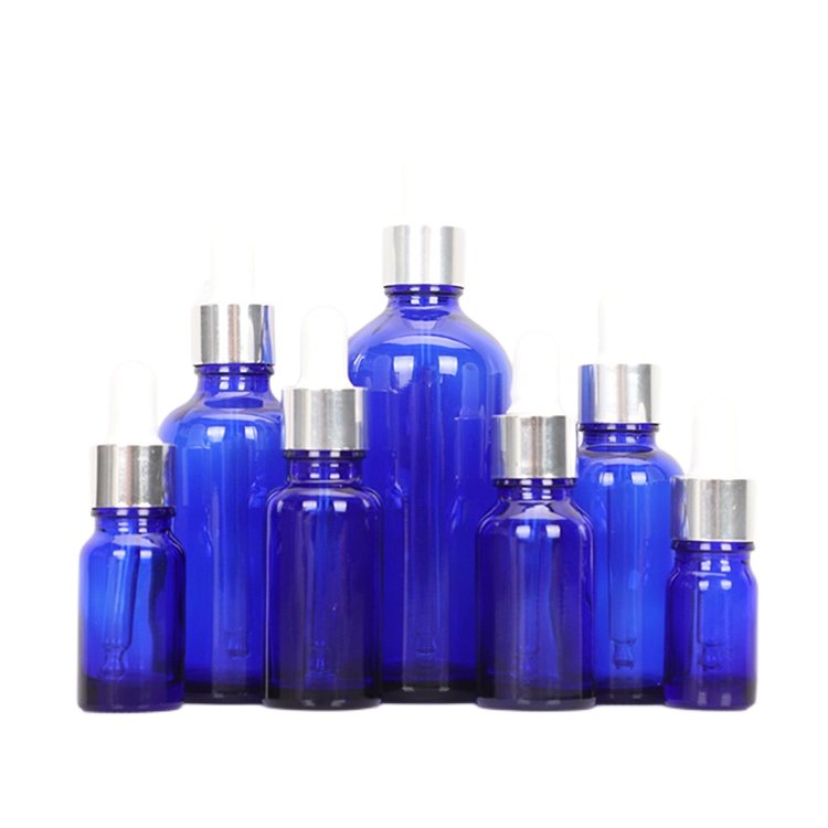 Manufacturer wholesale cobalt blue essential oil bottle 10ml 30ml 50ml 100ml blue glass bottle