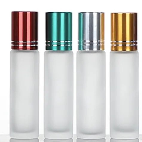 Wholesales 5ml 10ml empty perfume roll on glass bottle custom essential oil perfume steel roller ball glass bottle