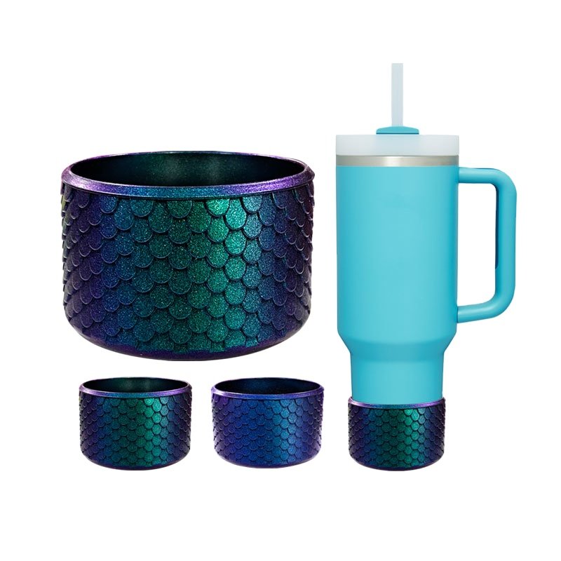 3D Mermaid Texture Silicone Sleeves Tumbler Bumpers NEW Pearl Metallic Chameleon Era 40oz Dark Aura Silicone Boots