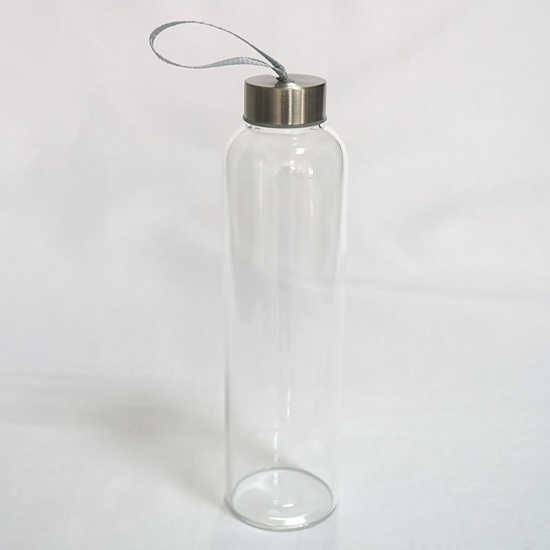 Wholesale clear/frosting 16oz 25oz empty borosilicate glass bottle with bamboo lid