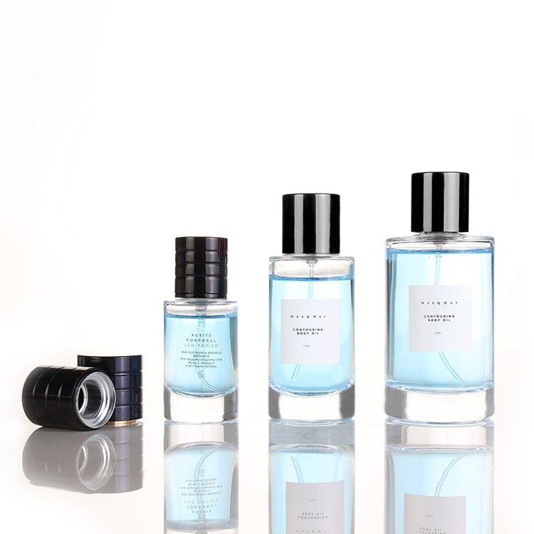 Luxury Cylinder Heavy Base Parfum Botol 50ml Glass Perfume Bottle Empty Glass Fragrance Parfum Spray Bottle With perfume Cap