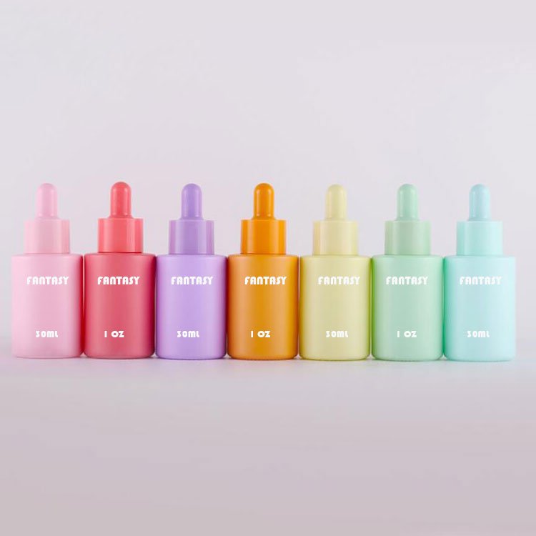 Frosting Custom Color Glass Dropper Bottles Essential Oil Perfume Glass Bottle For Cosmetic Packaging