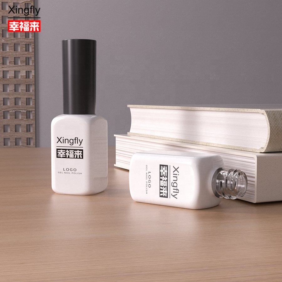 UV Gel Nail polish Container Wholesale Custom 12ml Empty Glass Bottle For Gel Nail Polish With Cap And Brush Round Shape