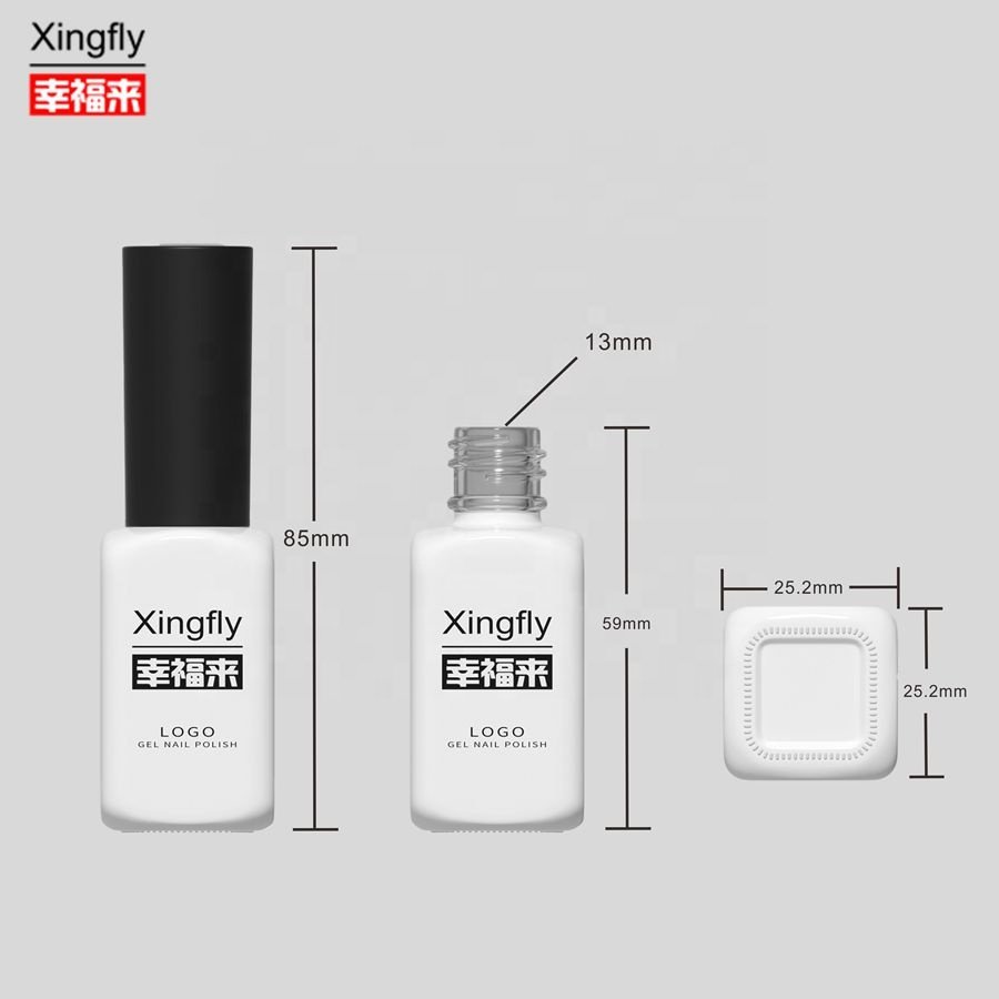 UV Gel Nail polish Container Wholesale Custom 12ml Empty Glass Bottle For Gel Nail Polish With Cap And Brush Round Shape
