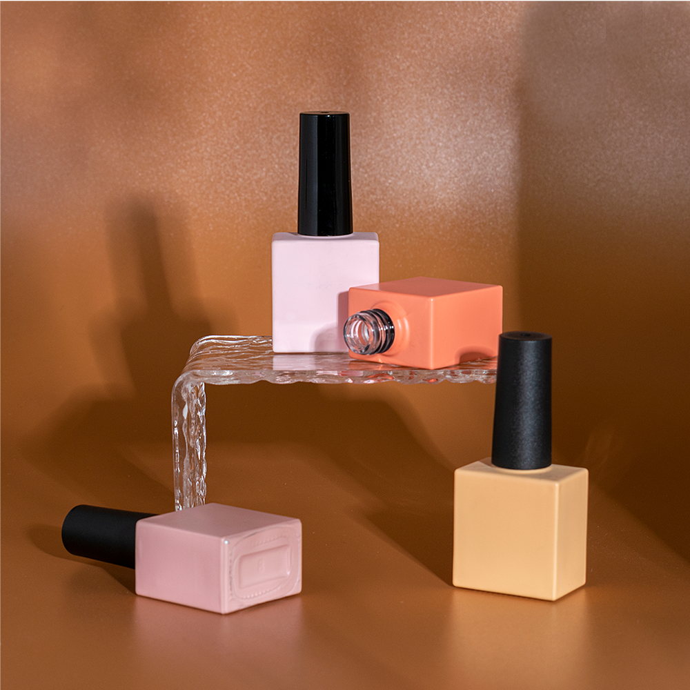 11ml custom square uv gel nails art remover glass bottles empty nail polish bottle with brush