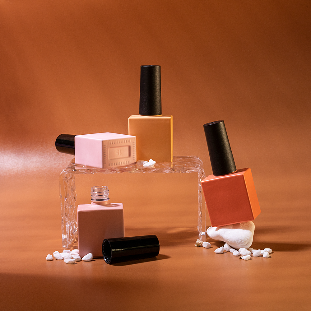 11ml custom square uv gel nails art remover glass bottles empty nail polish bottle with brush