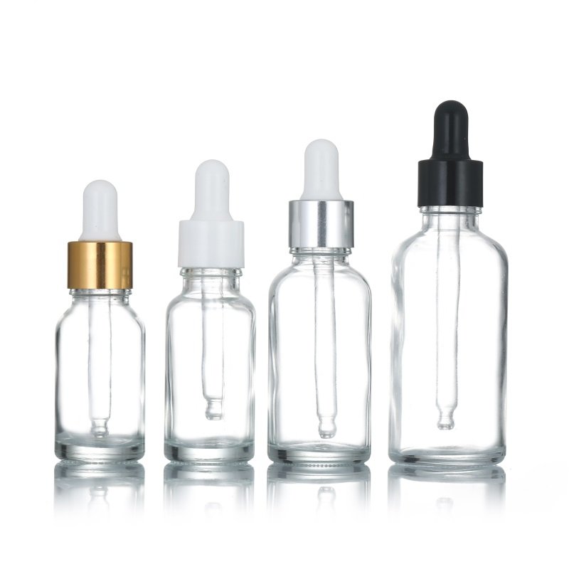 transparent glass serum hair oil bottle gold dropper body essential oil bottles 5ml 10ml 15ml 30ml 50ml 100ml