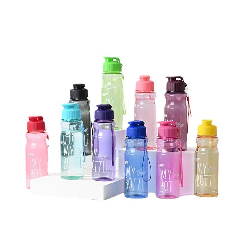 Custom Outdoor Sports PET Straw Cup Drink Water 550ml Eco-Friendly Silicone Tritan transparent water bottle with Running