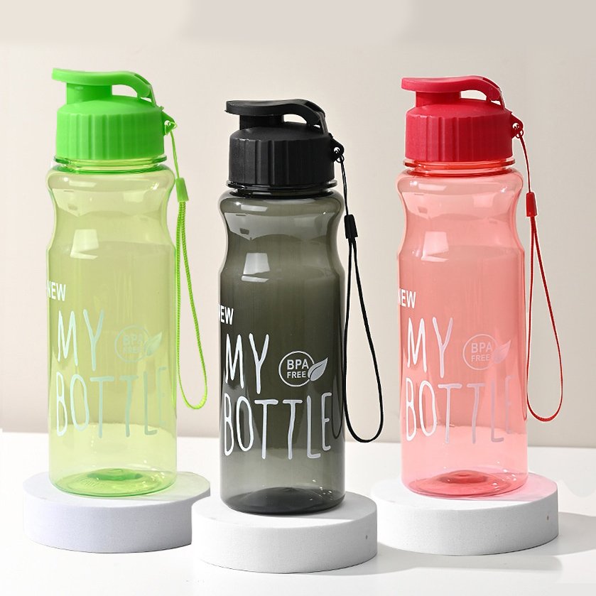 Custom Outdoor Sports PET Straw Cup Drink Water 550ml Eco-Friendly Silicone Tritan transparent water bottle with Running