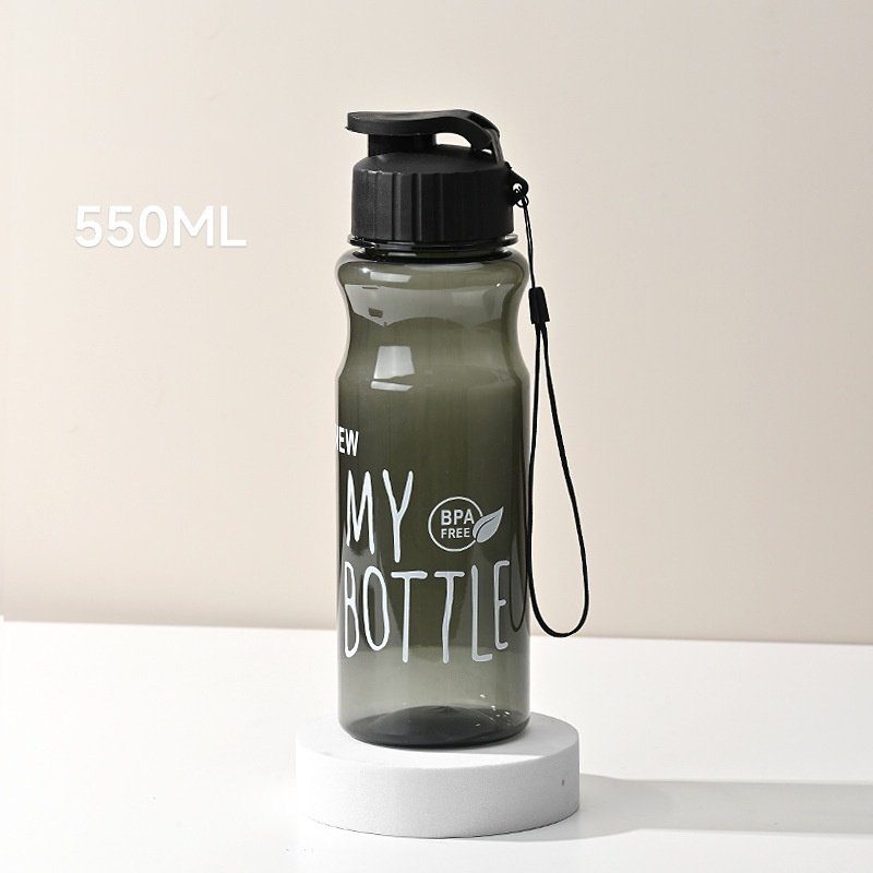 Custom Outdoor Sports PET Straw Cup Drink Water 550ml Eco-Friendly Silicone Tritan transparent water bottle with Running