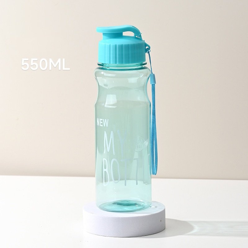 Custom Outdoor Sports PET Straw Cup Drink Water 550ml Eco-Friendly Silicone Tritan transparent water bottle with Running