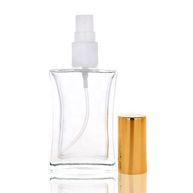 Spray Perfume Bottle PUMP Sprayer Transparent Square Empty Glass New Design Fancy Luxury Cosmetic Screen Printing BS 50pcs