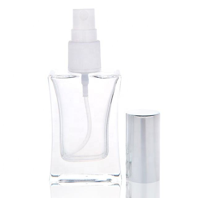 Spray Perfume Bottle PUMP Sprayer Transparent Square Empty Glass New Design Fancy Luxury Cosmetic Screen Printing BS 50pcs