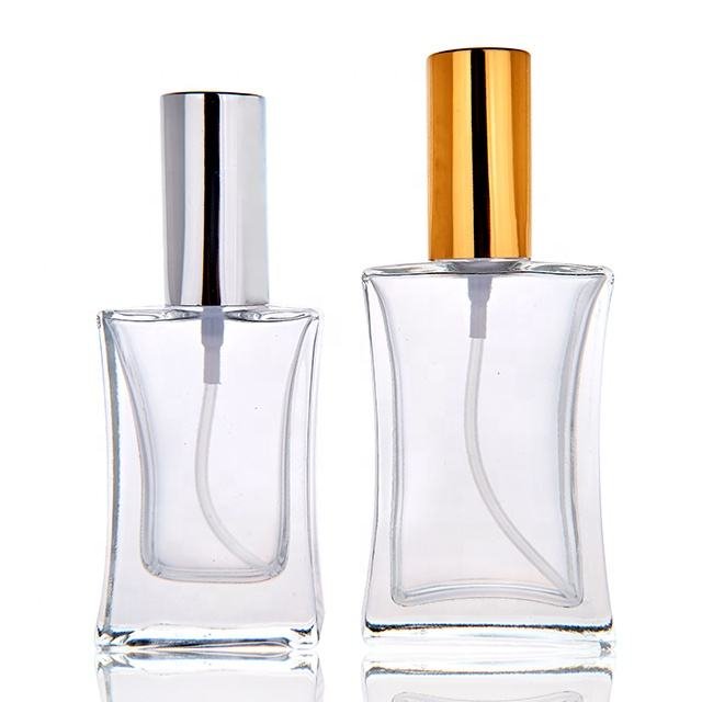 Spray Perfume Bottle PUMP Sprayer Transparent Square Empty Glass New Design Fancy Luxury Cosmetic Screen Printing BS 50pcs