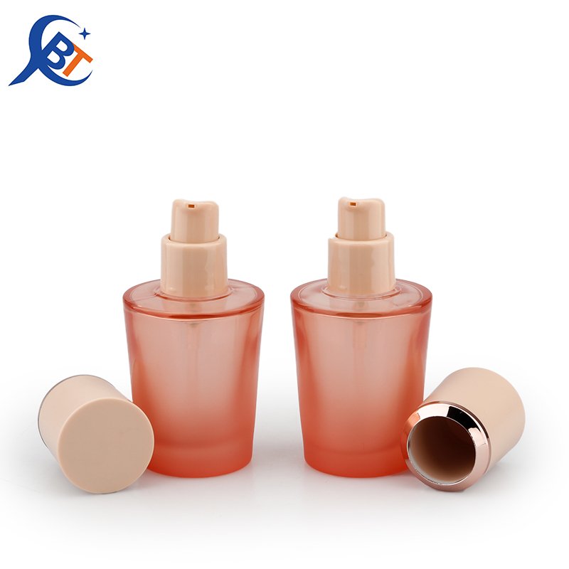 30ml Custom Packaging Cosmetics Makeup Luxury Foundation Glass Liquid Foundation Forst Pink Glass Bottle