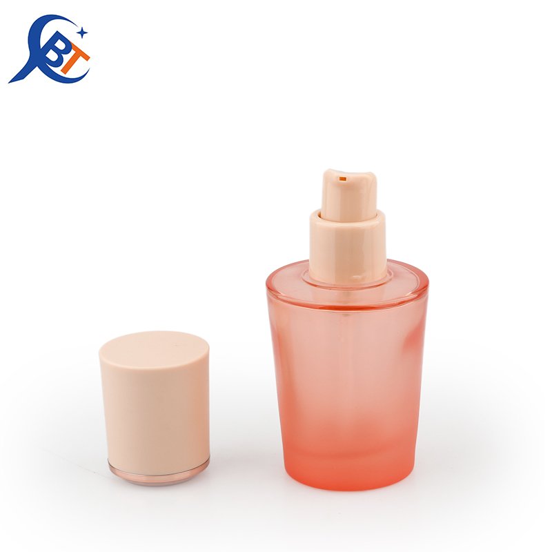 30ml Custom Packaging Cosmetics Makeup Luxury Foundation Glass Liquid Foundation Forst Pink Glass Bottle