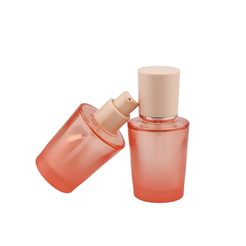 30ml Custom Packaging Cosmetics Makeup Luxury Foundation Glass Liquid Foundation Forst Pink Glass Bottle