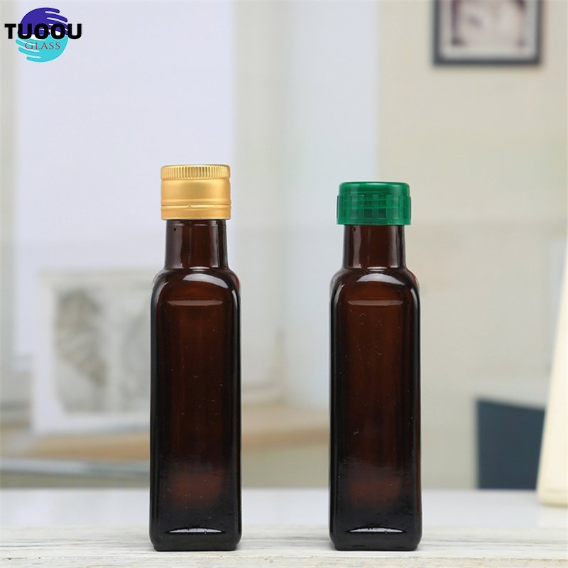 Wholesale coconut olive edible package kitchen square brown glass bottle camellia oil container