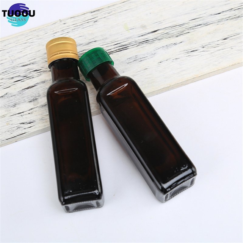 Wholesale coconut olive edible package kitchen square brown glass bottle camellia oil container