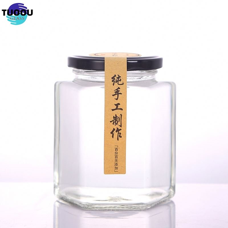 Cheap Square Airtight With Metal Lid Clear Food Bottle Honey Home Kitchen Storage Container Glass Honey Jar