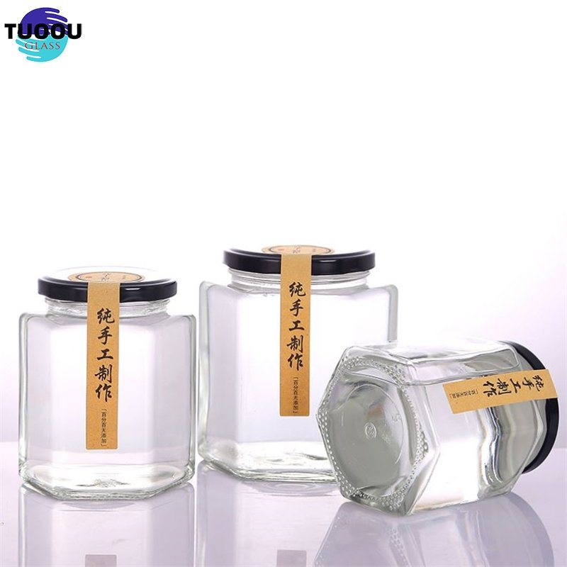 Cheap Square Airtight With Metal Lid Clear Food Bottle Honey Home Kitchen Storage Container Glass Honey Jar