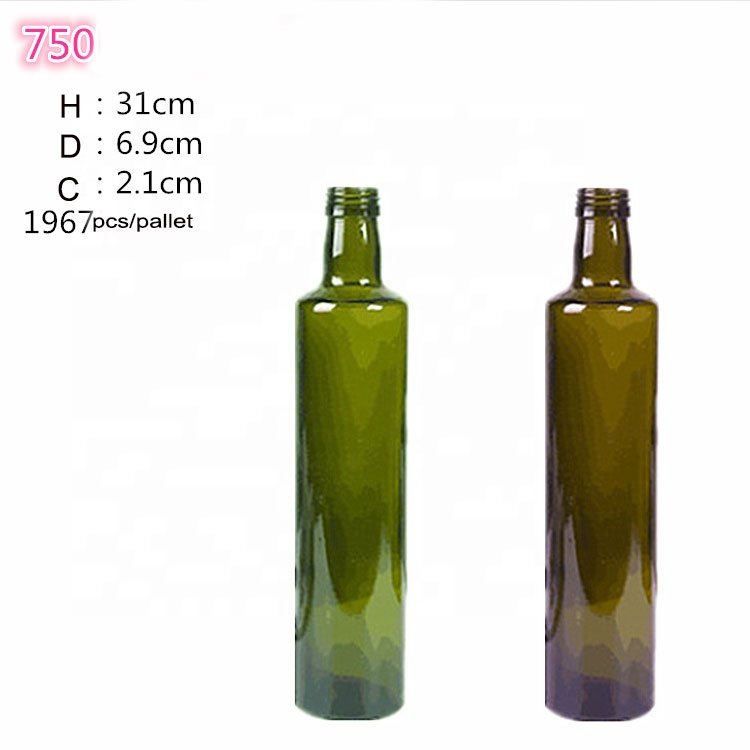 Transparent 750ml glass bottle 250ml seasoning amber bottle glass olive oil high-grade oil bottle