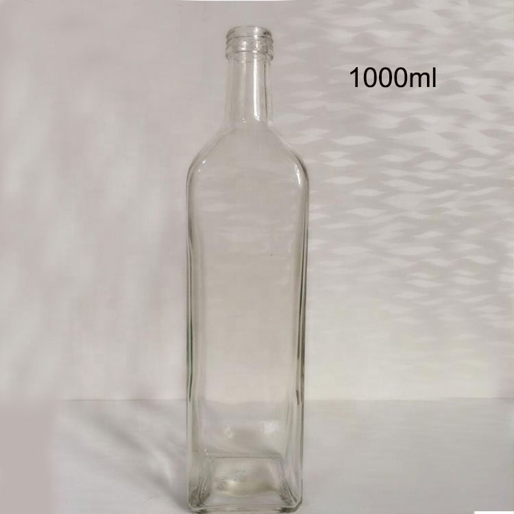 Transparent 750ml glass bottle 250ml seasoning amber bottle glass olive oil high-grade oil bottle