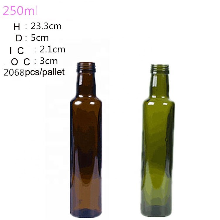 Transparent 750ml glass bottle 250ml seasoning amber bottle glass olive oil high-grade oil bottle