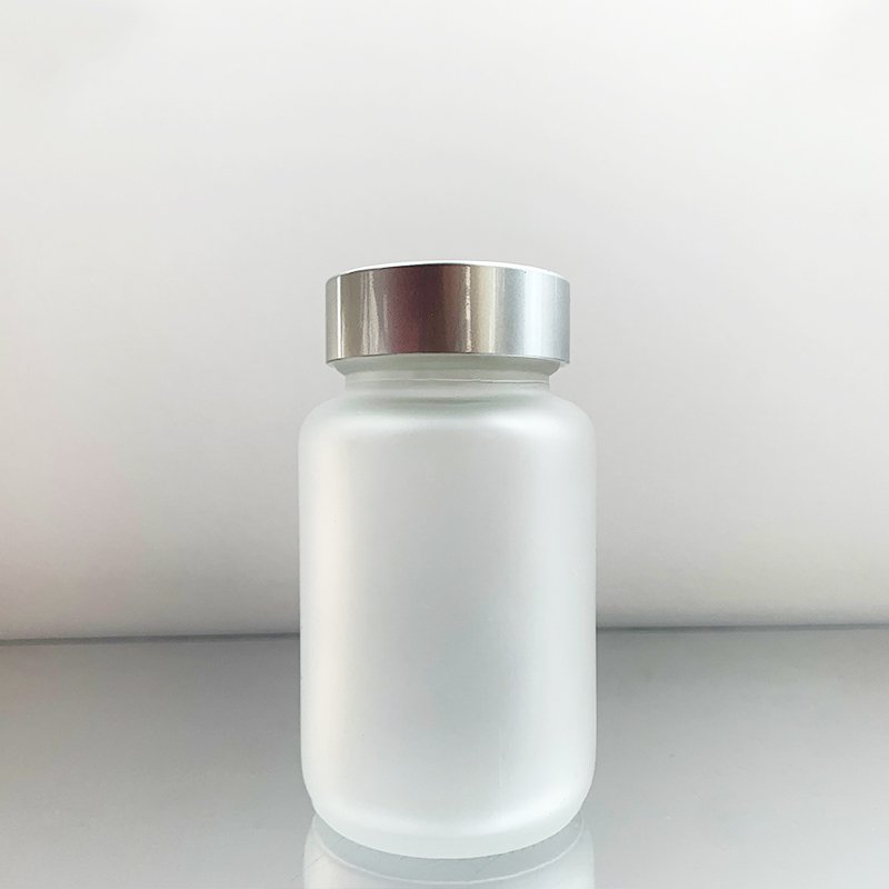 Wide-mouth tablet capsule container Screw cap transparent glass bottle vitamin pill medicine packaging bottle capsule container