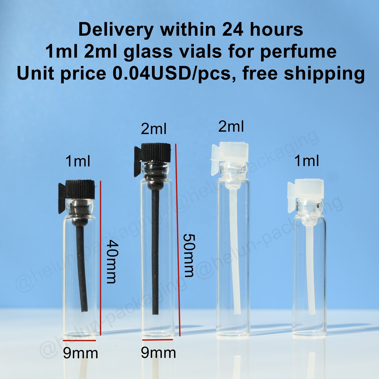  Wholesale Empty Cheap 1ml 2ml 3ml 5ml Small Sample Tester Clear Glass Perfume Vial Bottle with Wand Stick Drip