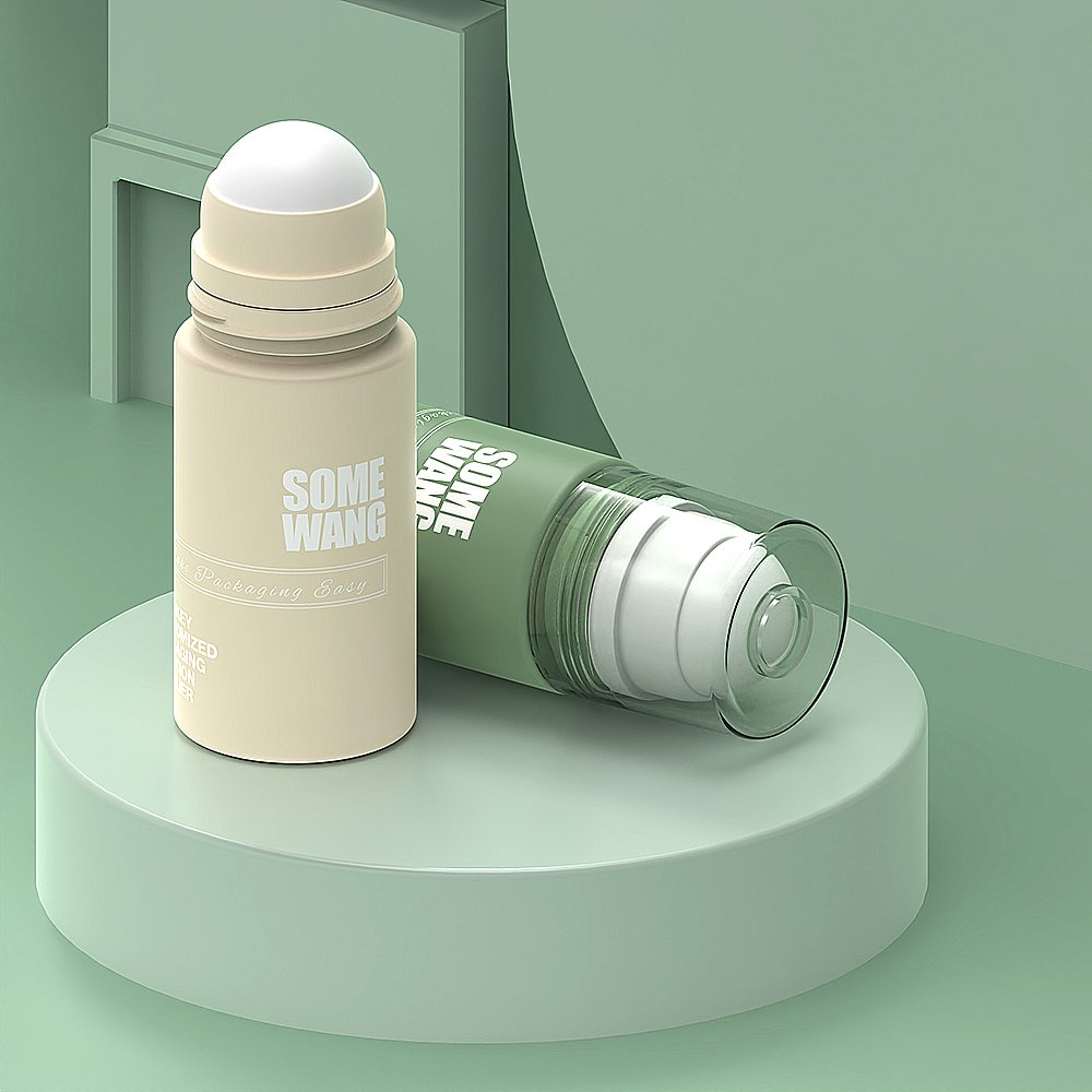 HOT SELL 50 ml fancy solid cosmetic deodorant roll on glass bottles for cosmetic packaging,empty glass roll on perfume bottle
