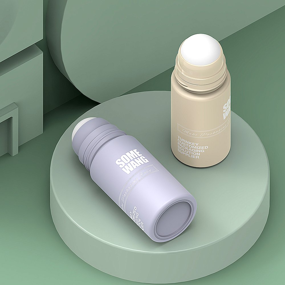 HOT SELL 50 ml fancy solid cosmetic deodorant roll on glass bottles for cosmetic packaging,empty glass roll on perfume bottle