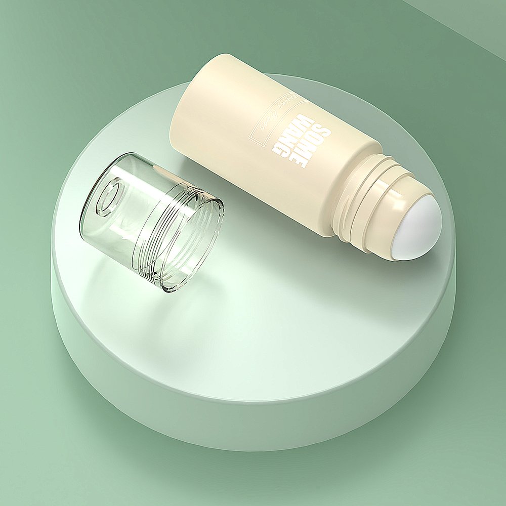 HOT SELL 50 ml fancy solid cosmetic deodorant roll on glass bottles for cosmetic packaging,empty glass roll on perfume bottle