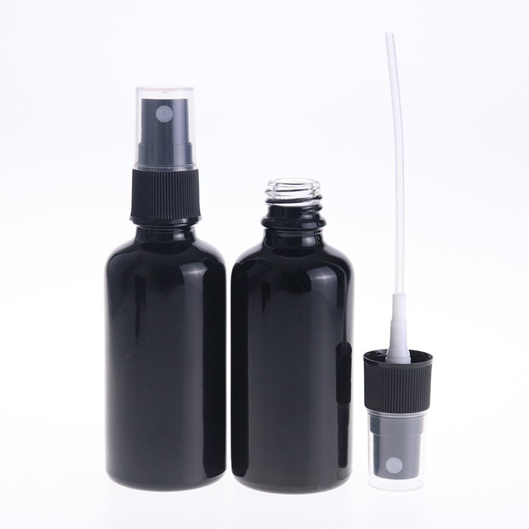 1oz 2oz 50ml Empty Matte Black Glass essential oil Spray Bottle with Fine Mist Sprayers