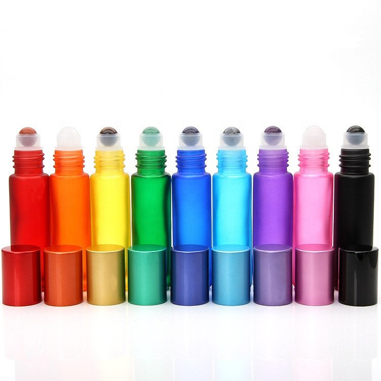 5ml 10ml glass gradient color roll on bottle eye cream perfume roller bottles