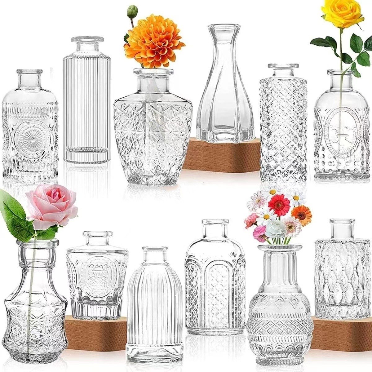 2023 Nordic Glass Vase Creative Flower Arrangement Decorative Bottle Water Culture Glass Bottle