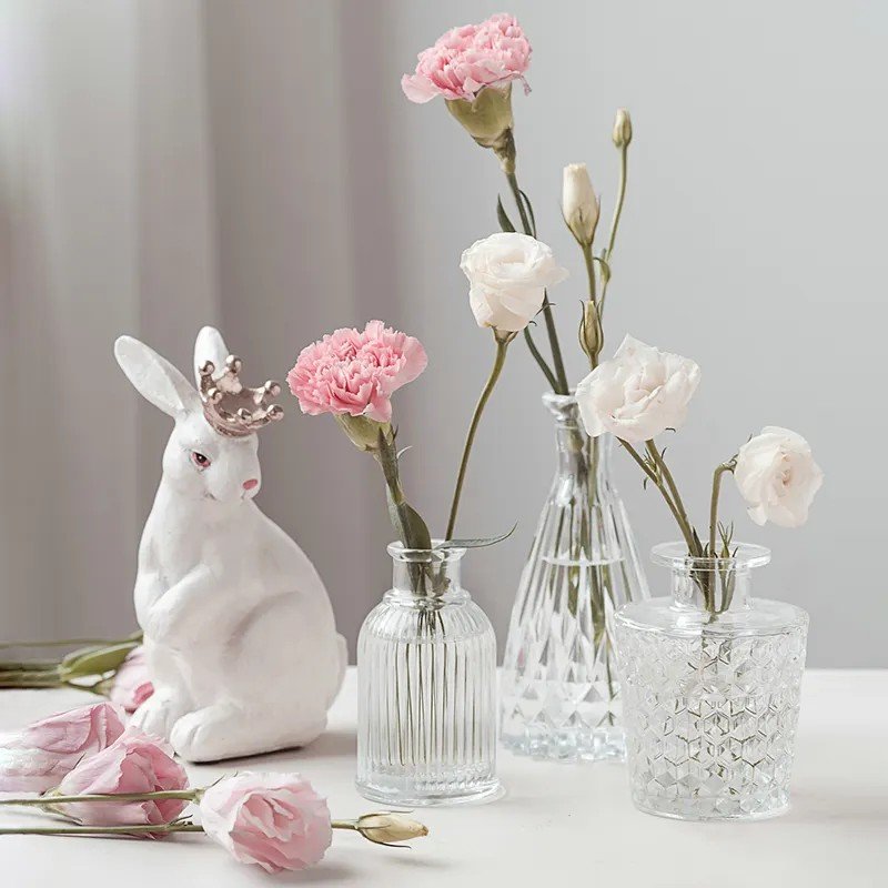 2023 Nordic Glass Vase Creative Flower Arrangement Decorative Bottle Water Culture Glass Bottle