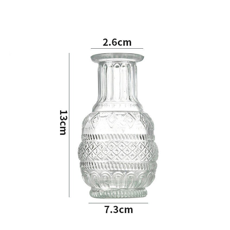 Nordic High Quality Decoration Small Embossed Glass Vase Table Decoration Clear Flower Vase/Vessel
