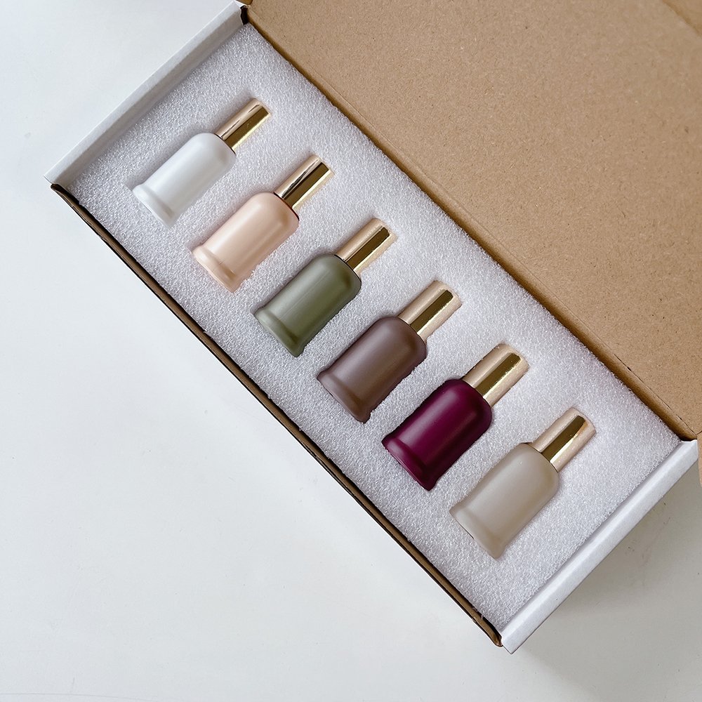 box packaging 10ml empty beauty Morandi matte pink white green burgundy nude brown Perfume fragrance Oil roller on glass bottle