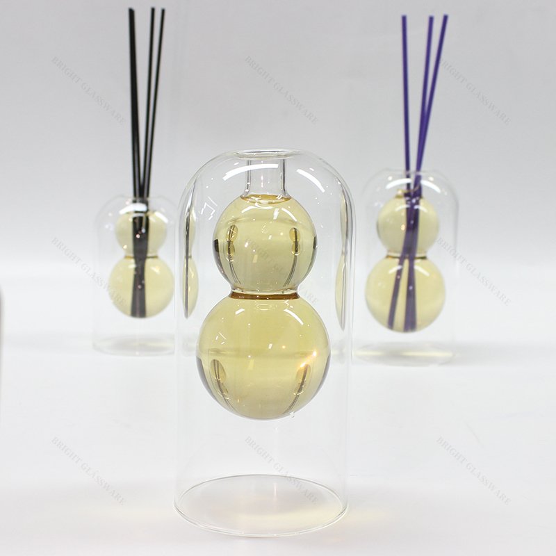 Wholesale 80ml 140ml 170ml Double Wall Reed Diffuser Bottle Fragrance Bottle Empty Clear Glass Bottle For Reed Diffuser
