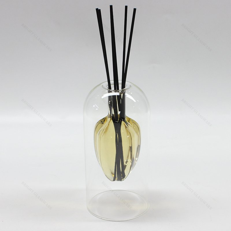 Wholesale 80ml 140ml 170ml Double Wall Reed Diffuser Bottle Fragrance Bottle Empty Clear Glass Bottle For Reed Diffuser