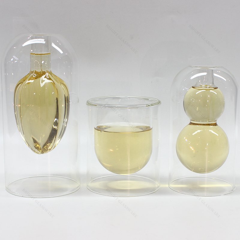 Wholesale 80ml 140ml 170ml Double Wall Reed Diffuser Bottle Fragrance Bottle Empty Clear Glass Bottle For Reed Diffuser