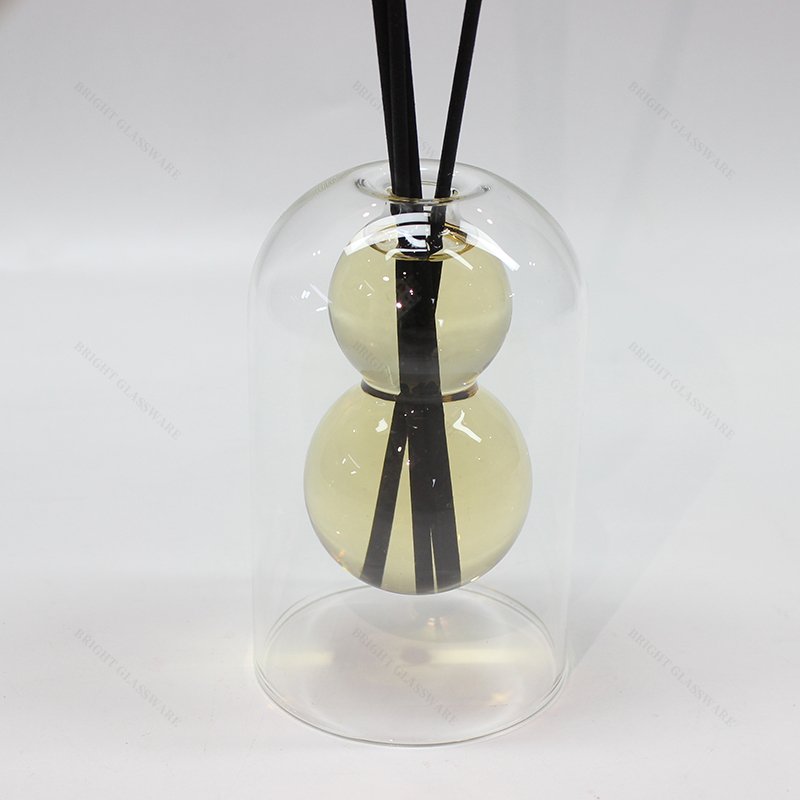 Wholesale 80ml 140ml 170ml Double Wall Reed Diffuser Bottle Fragrance Bottle Empty Clear Glass Bottle For Reed Diffuser