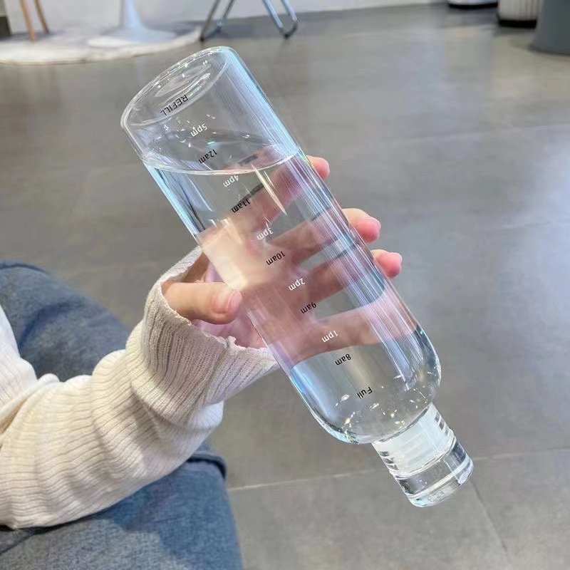 Factory wholesale glass girls water bottle Hot Selling Same Time Scale Simple Glass Cup High Beauty Gift Glass Bottle