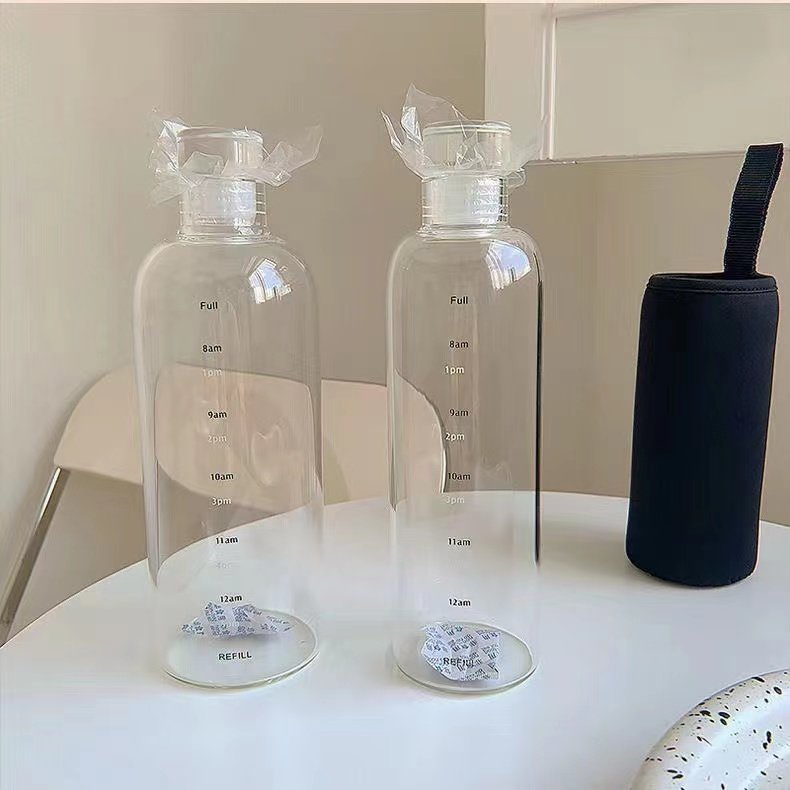 Factory wholesale glass girls water bottle Hot Selling Same Time Scale Simple Glass Cup High Beauty Gift Glass Bottle