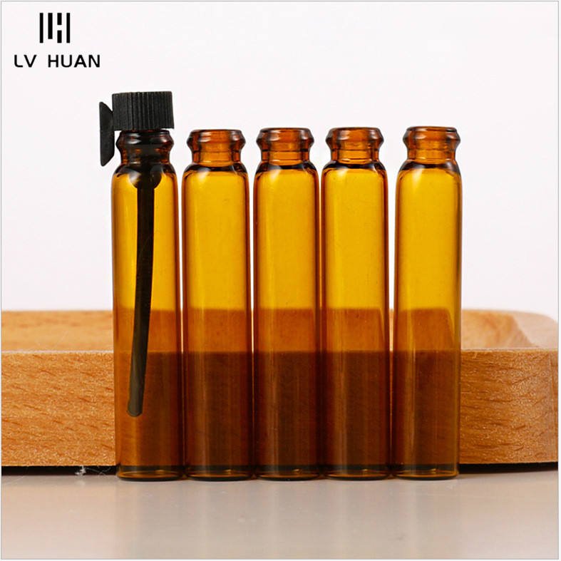 1ml 2ml Transparent Glass Dripping Stick Bottle Dark Brown Essential Oil Perfume Cosmetic Glass Sample Bottle
