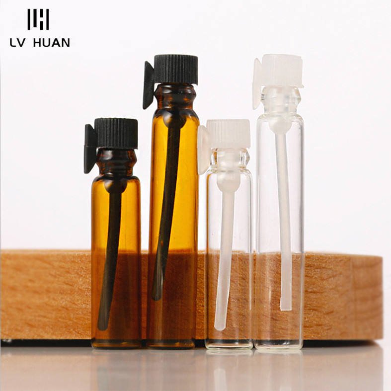 1ml 2ml Transparent Glass Dripping Stick Bottle Dark Brown Essential Oil Perfume Cosmetic Glass Sample Bottle